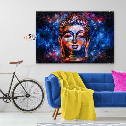 Space Buddha Canvas Wall Art