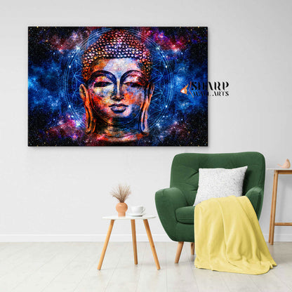 Space Buddha Canvas Wall Art