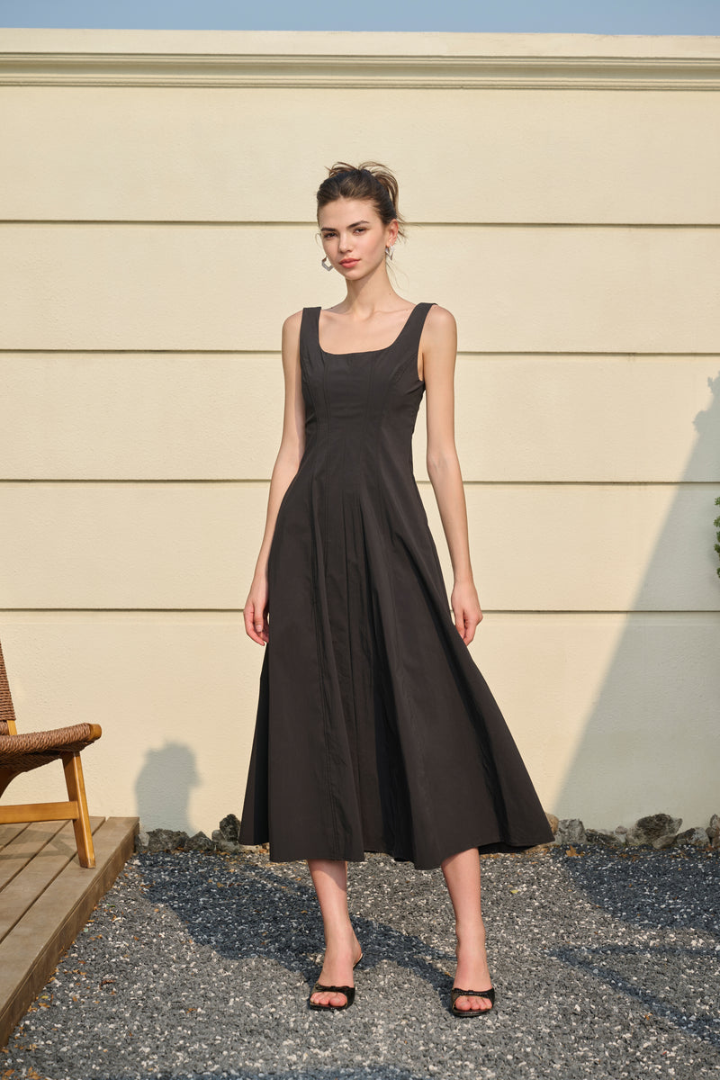 Square neck midi dress