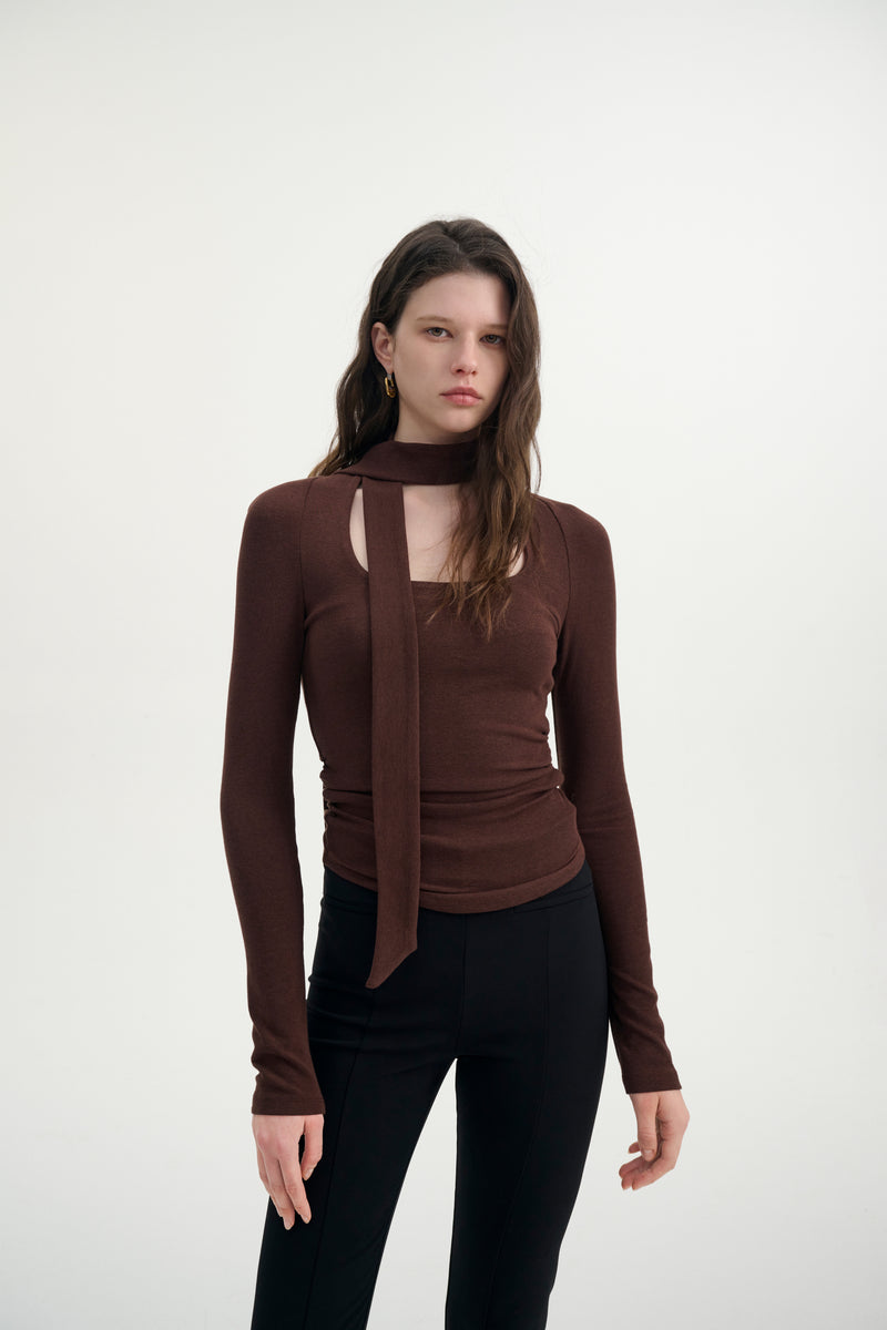Square neck top with scarf