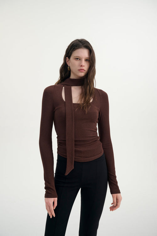 Square neck top with scarf