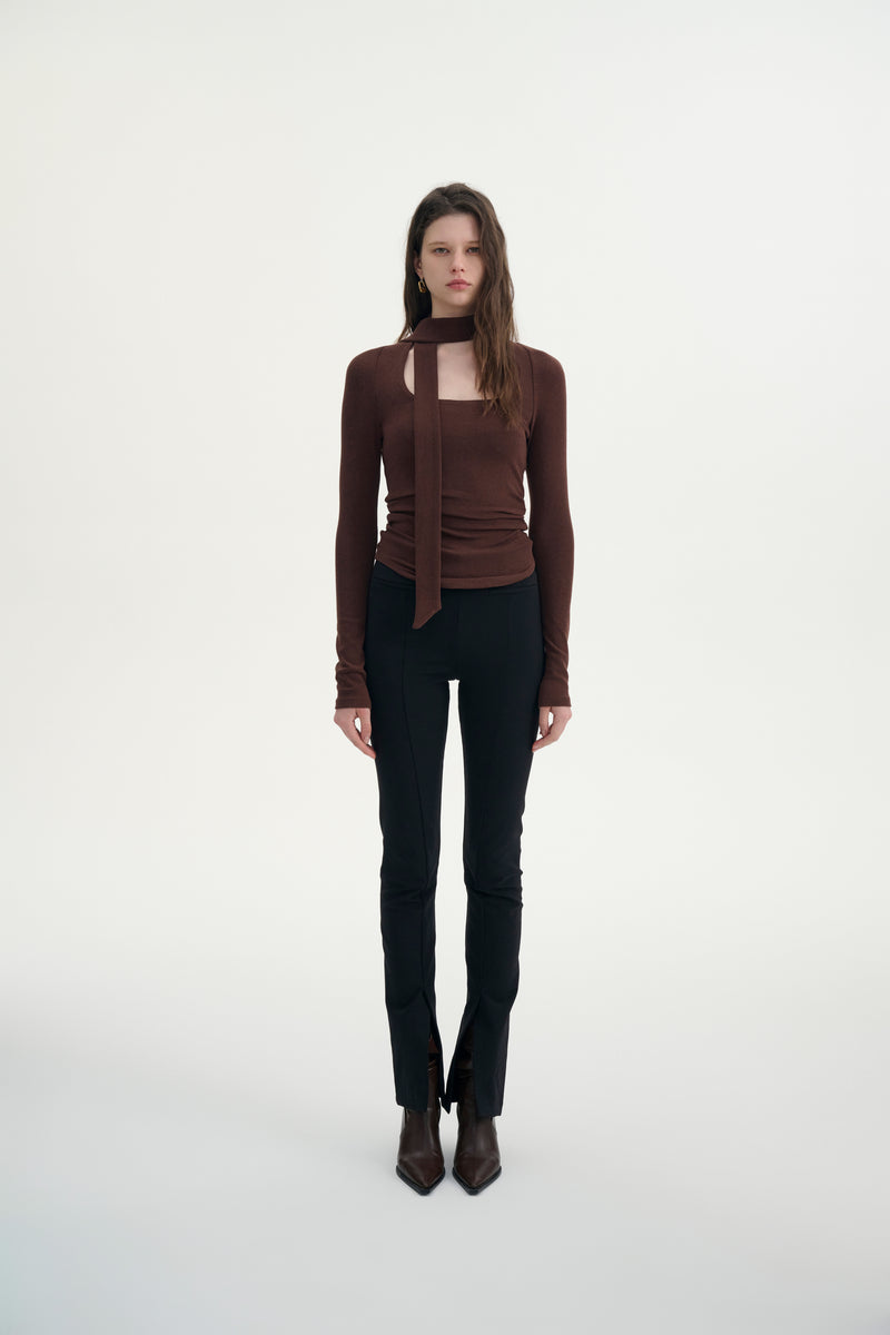 Square neck top with scarf