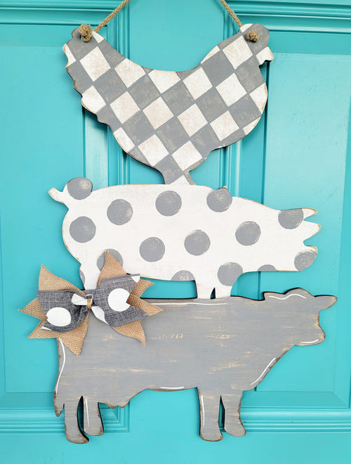 Stacked Cow, Pig & Chicken Door Hanger