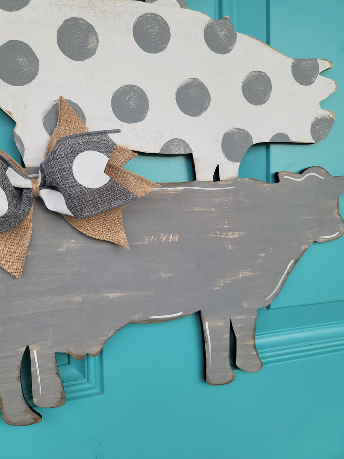 Stacked Cow, Pig & Chicken Door Hanger