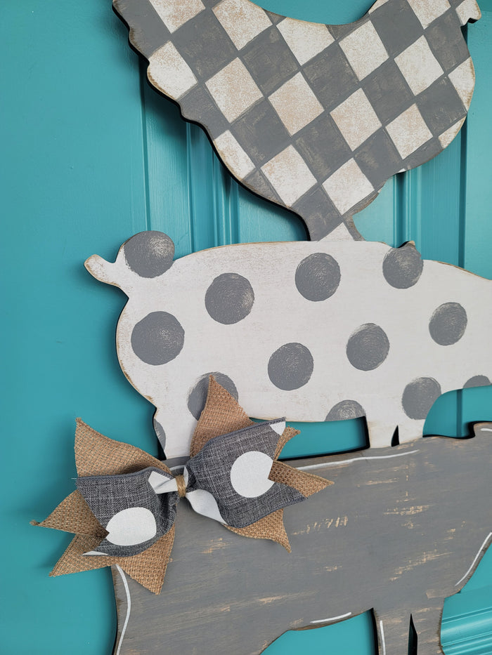 Stacked Cow, Pig & Chicken Door Hanger