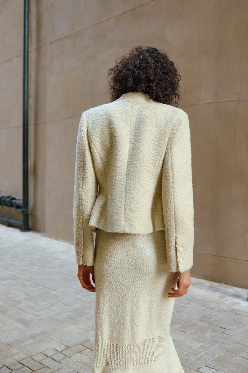Stand collar wool blend jacket