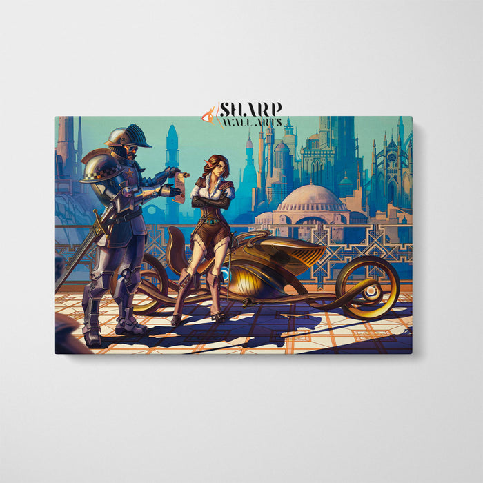 Steampunk Motorcycle Wall Art Canvas