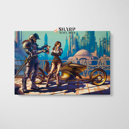 Steampunk Motorcycle Wall Art Canvas