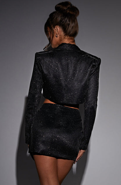 Stefania Mini Skirt - Black Sparkle Skirt Babyboo Fashion Premium Exclusive Design