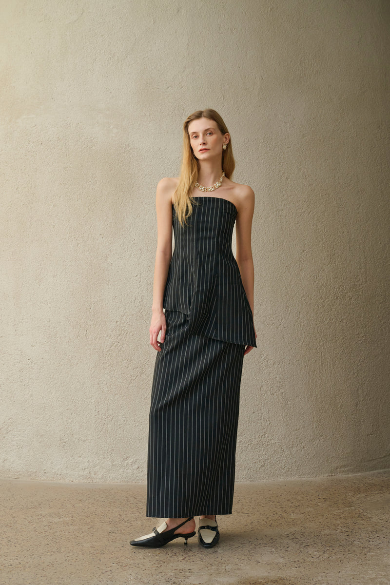 Strapless striped set