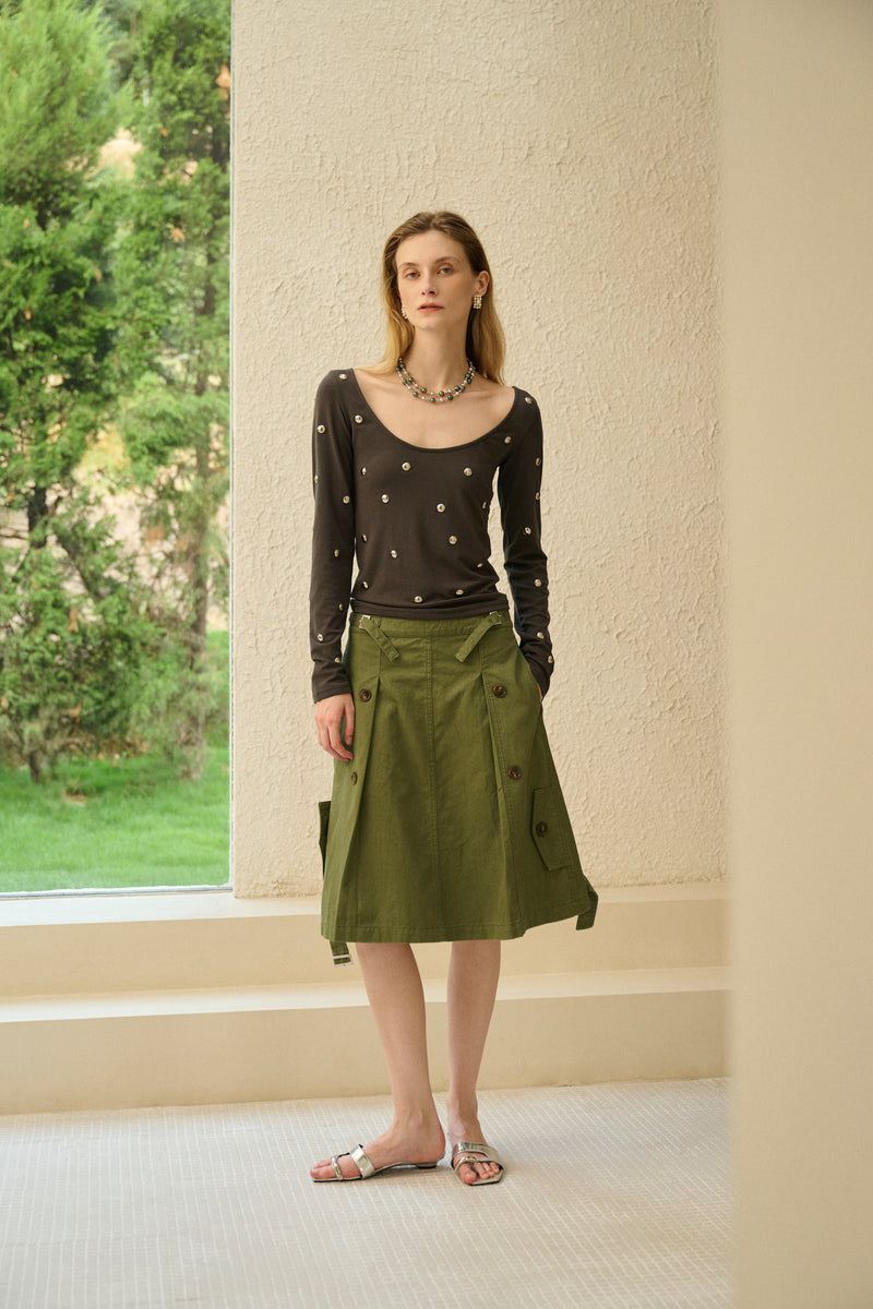 Studded long sleeve top