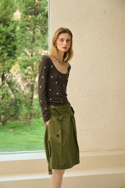 Studded long sleeve top