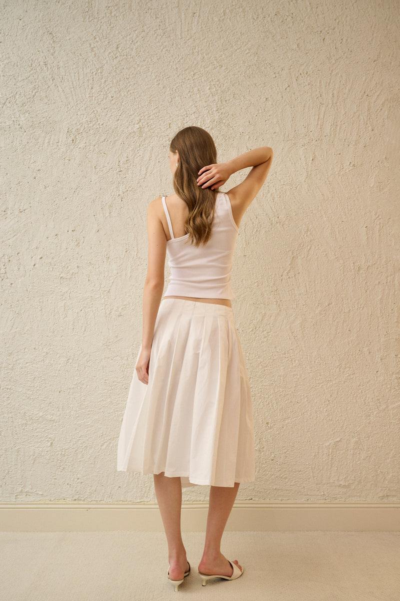 Studded pleated midi skirt