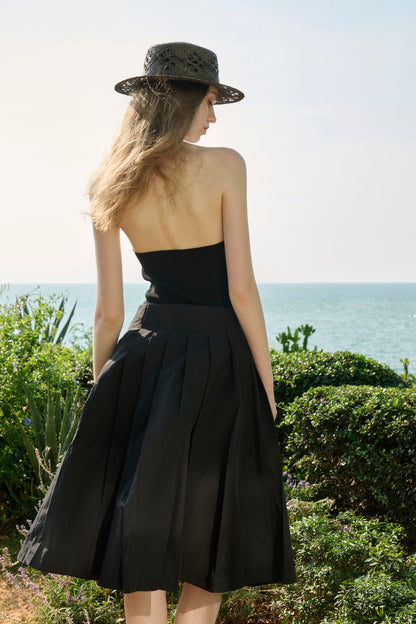 Studded pleated midi skirt