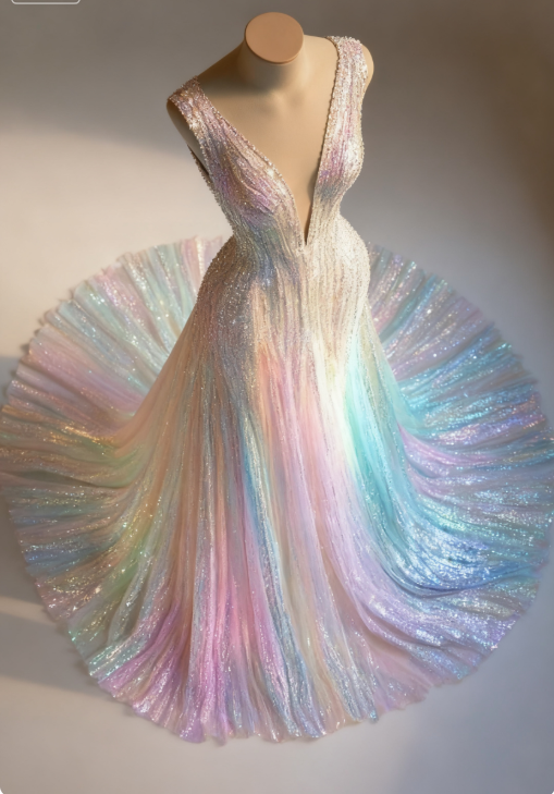 Stunning Colorful V-Neck A-Line Sequined Tulle Long Prom Dresses