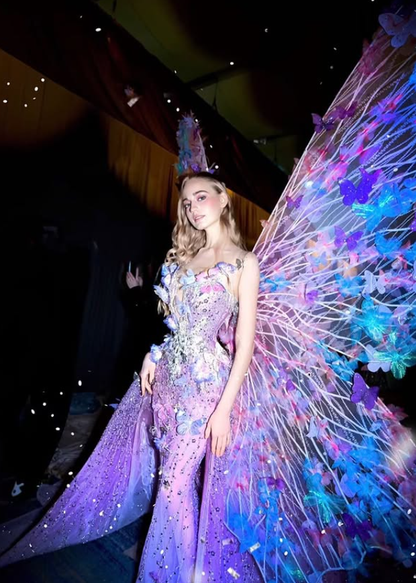 Stunning Purple Ball Gown Exquisite Beaded Sequin Tulle Long Prom Dress