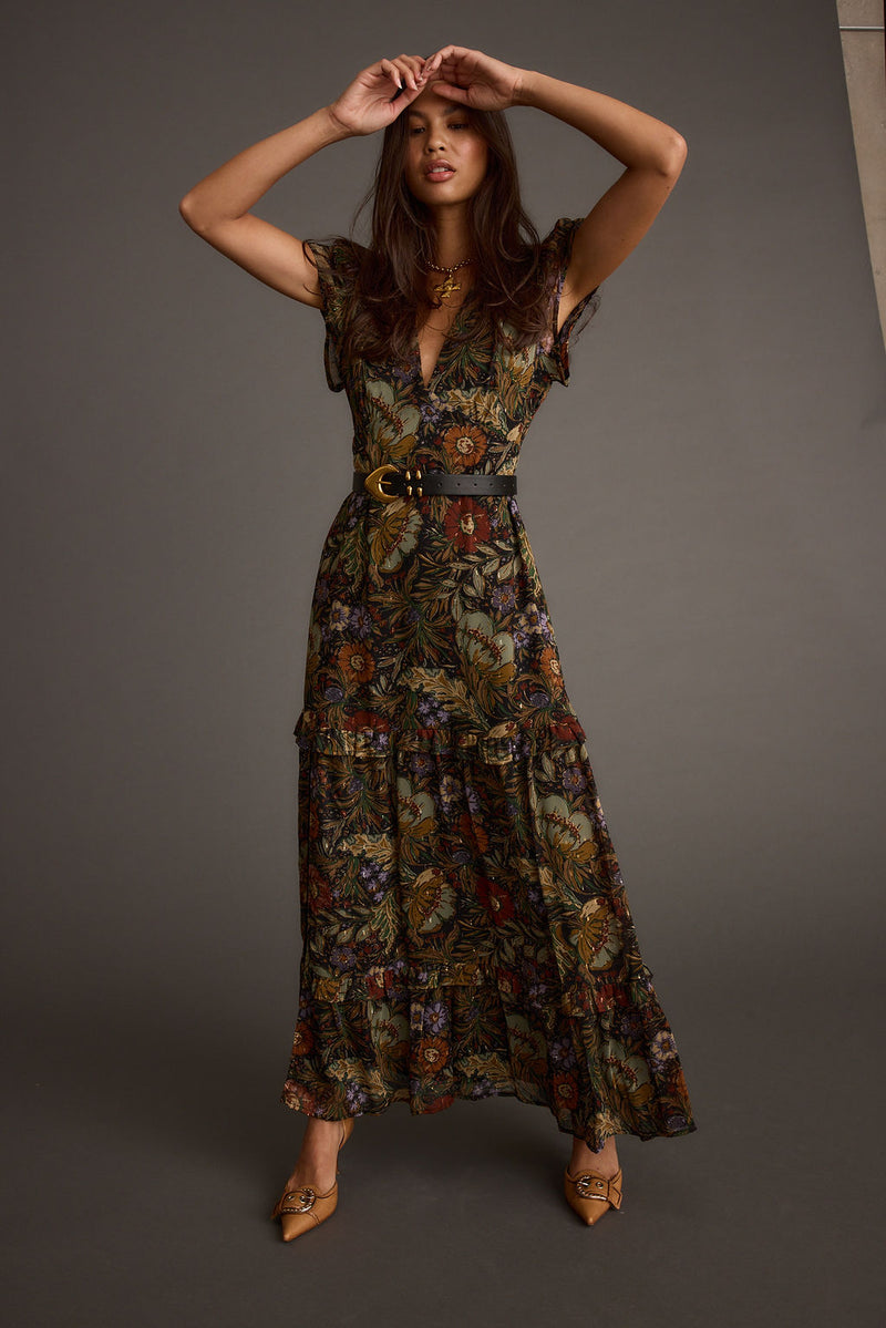 Sundance Floral Paisley Maxi Dress paired with complementary accessories for a polished look.