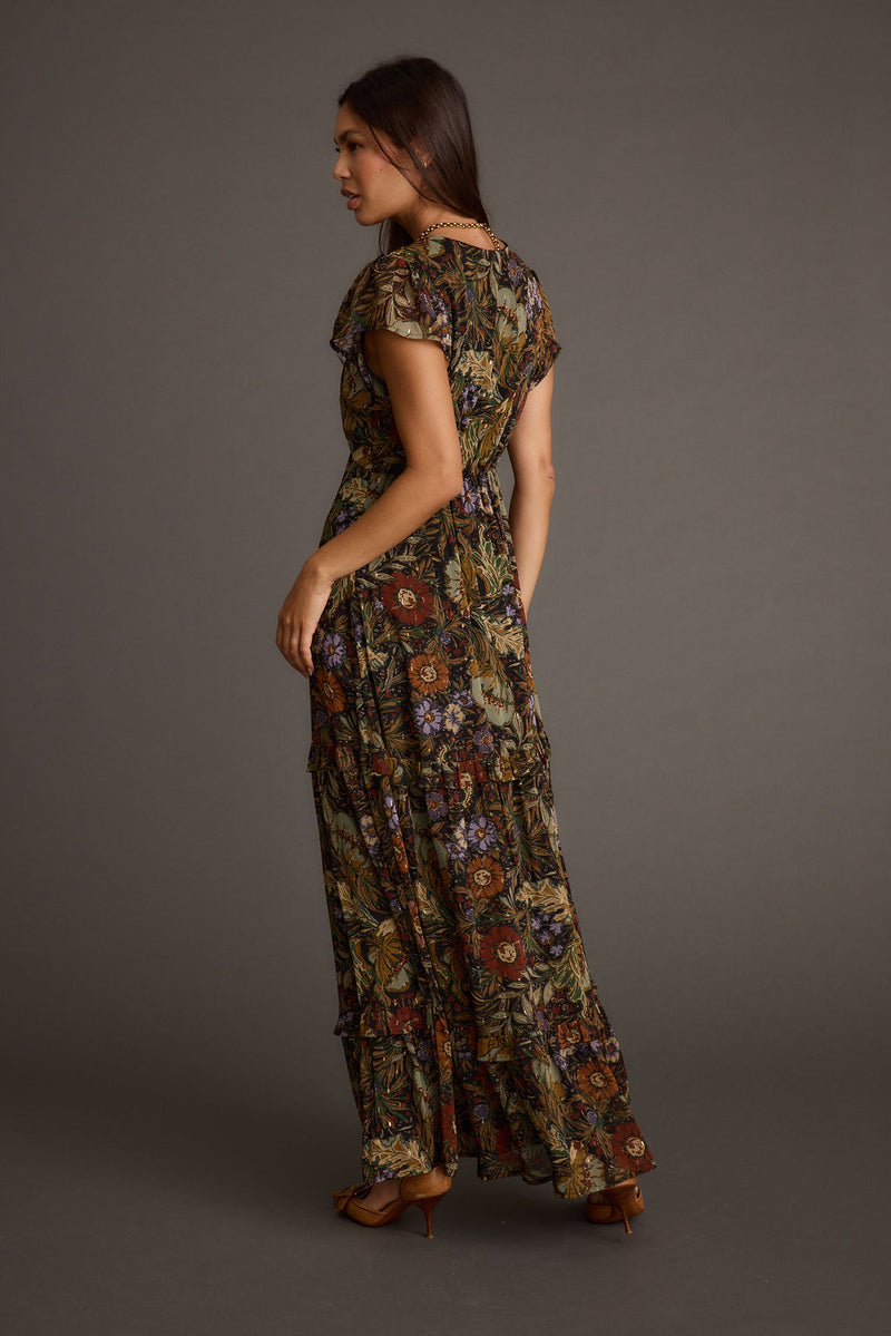 Detail shot of the Sundance Floral Paisley Maxi Dress highlighting the design elements.