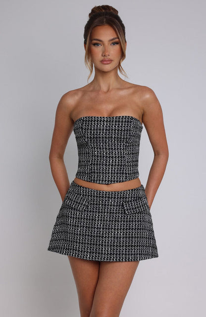 Tabitha Mini Skirt - Black/White Skirt Babyboo Fashion Premium Exclusive Design