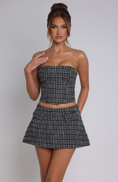 Tabitha Mini Skirt - Black/White Skirt Babyboo Fashion Premium Exclusive Design