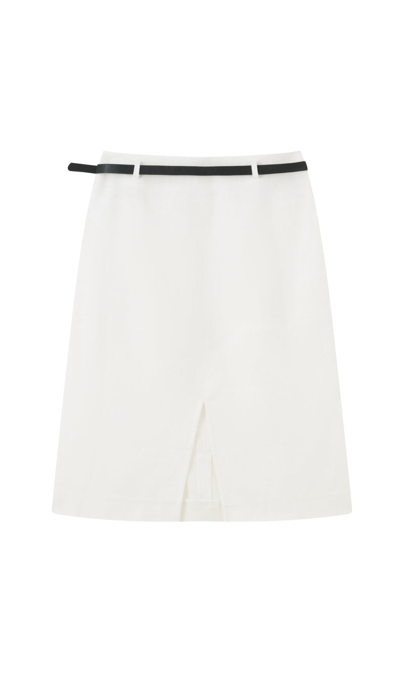 Tailored cotton linen skirt