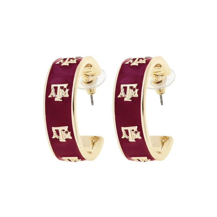 Texas A&M Aggies Enamel Hoop Earrings