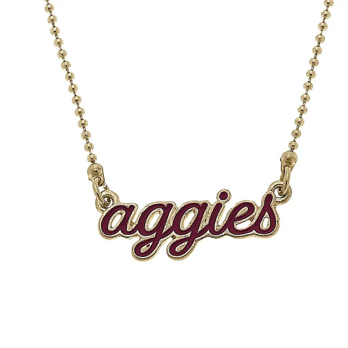 Texas A&M Aggies Enamel Script Necklace
