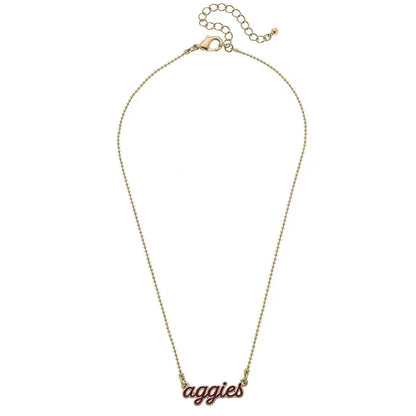 Texas A&M Aggies Enamel Script Necklace