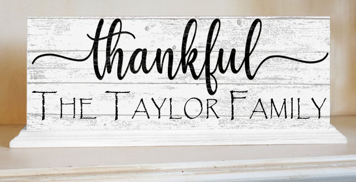 Personalized Thankful Family Name Sign For Mantel or Shelf - SOLID WOOD - Broad Bay Personalized Gifts Shipped Fast