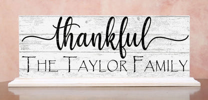 Personalized Thankful Family Name Sign For Mantel or Shelf - SOLID WOOD - Broad Bay Personalized Gifts Shipped Fast