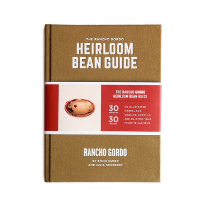 Book titled 'The Rancho Gordo Heirloom Bean Guide' on a white background
