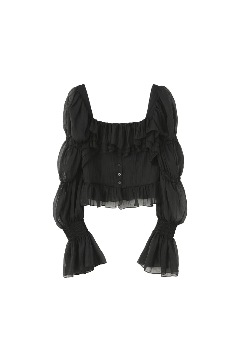 Tiered ruffle square neck top