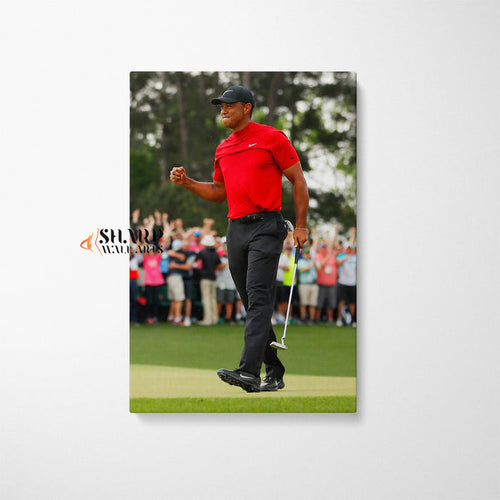 Tiger Woods Fist Pump Wall Art Canvas