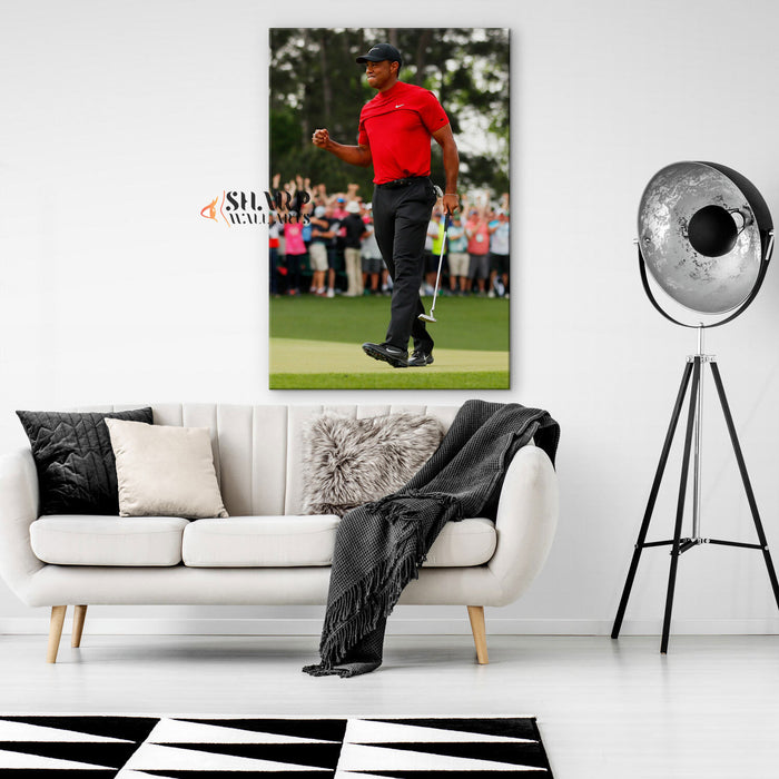 Tiger Woods Fist Pump Wall Art Canvas