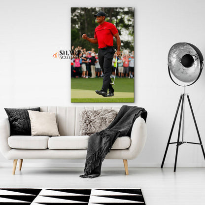 Tiger Woods Fist Pump Wall Art Canvas