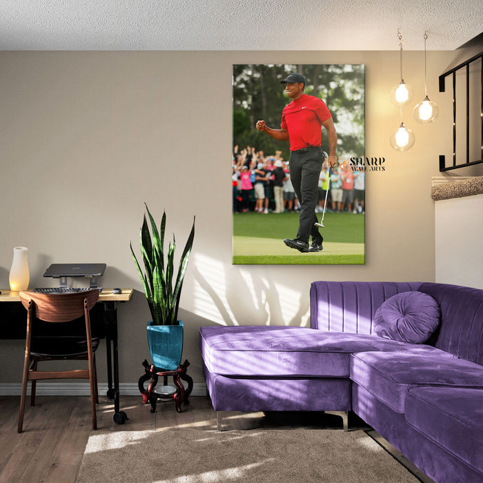 Tiger Woods Fist Pump Wall Art Canvas