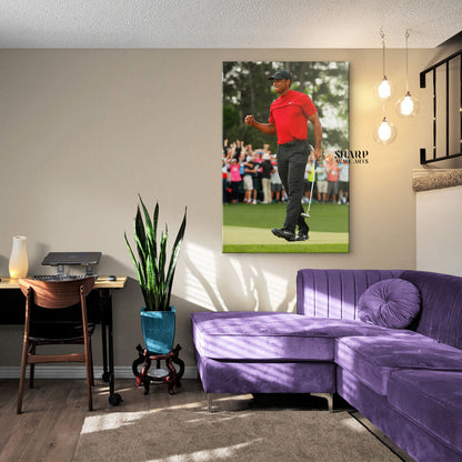 Tiger Woods Fist Pump Wall Art Canvas