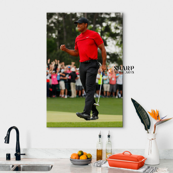 Tiger Woods Fist Pump Wall Art Canvas