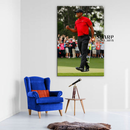 Tiger Woods Fist Pump Wall Art Canvas