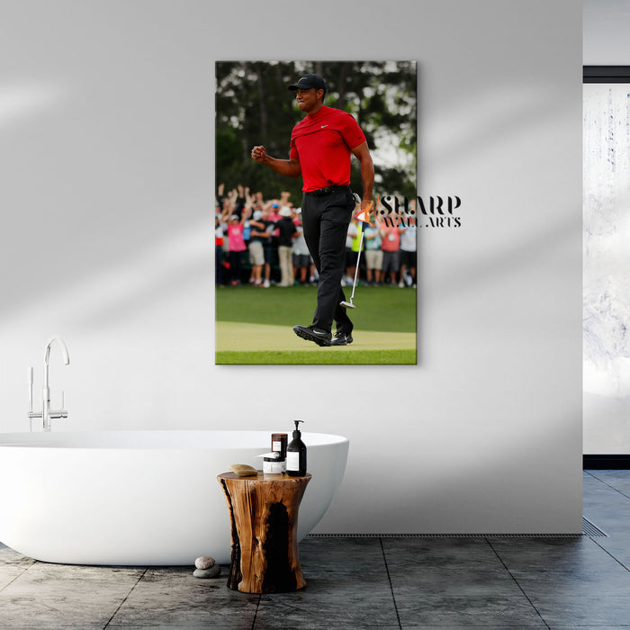 Tiger Woods Fist Pump Wall Art Canvas