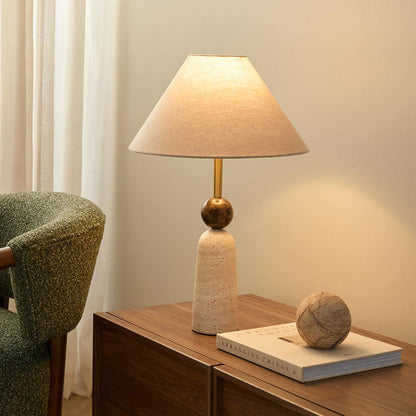 Travertine and Marble Table Lamp