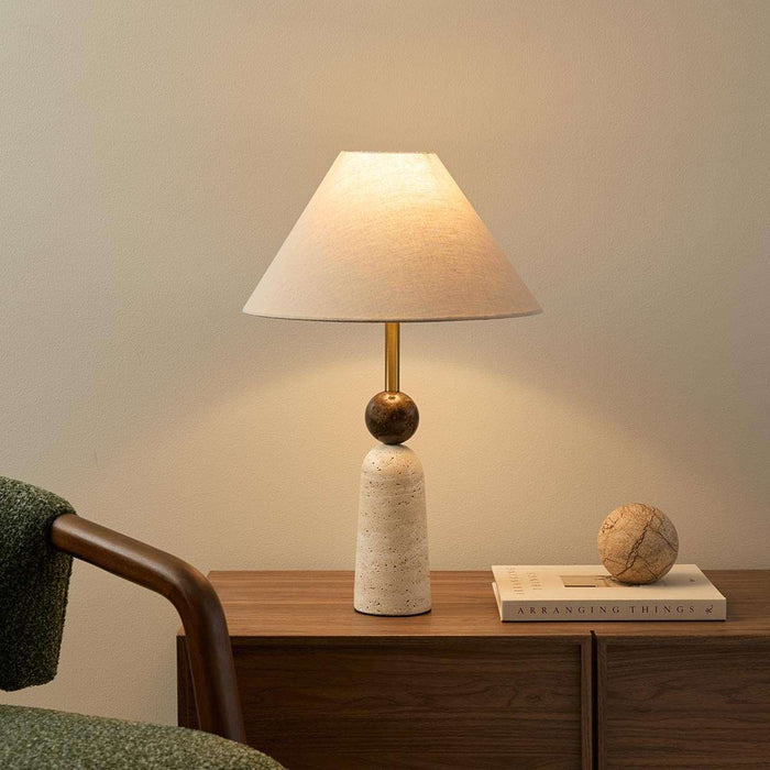 Travertine and Marble Table Lamp