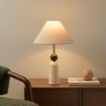 Travertine and Marble Table Lamp