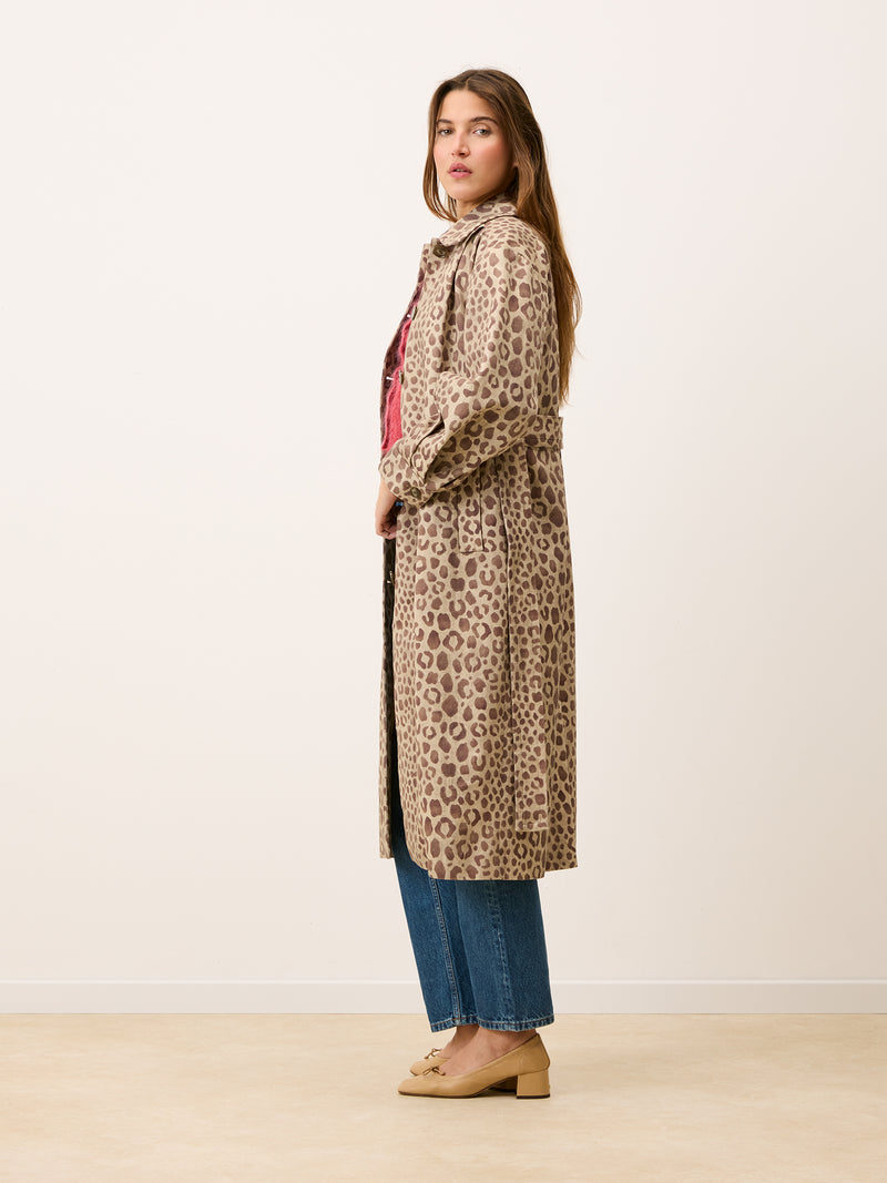 GERARD leopard print oversized trench coat, detail of removable belt by Rouje