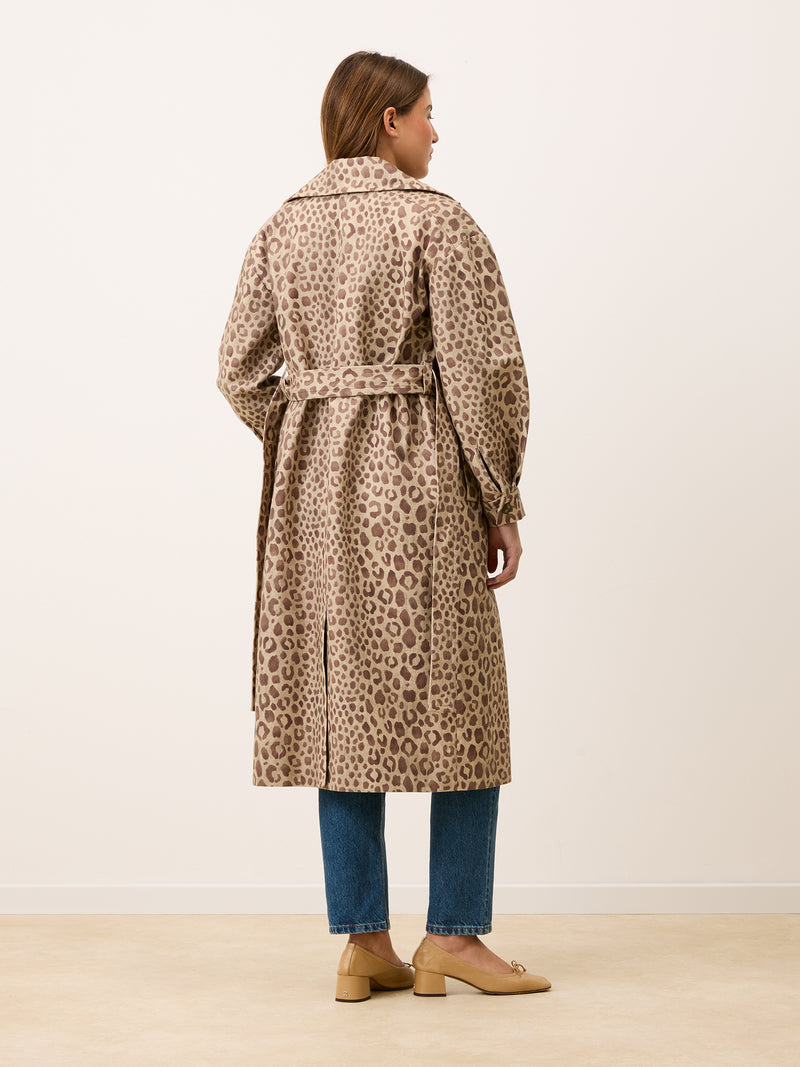 GERARD Savana leopard print trench coat, side view by Rouje
