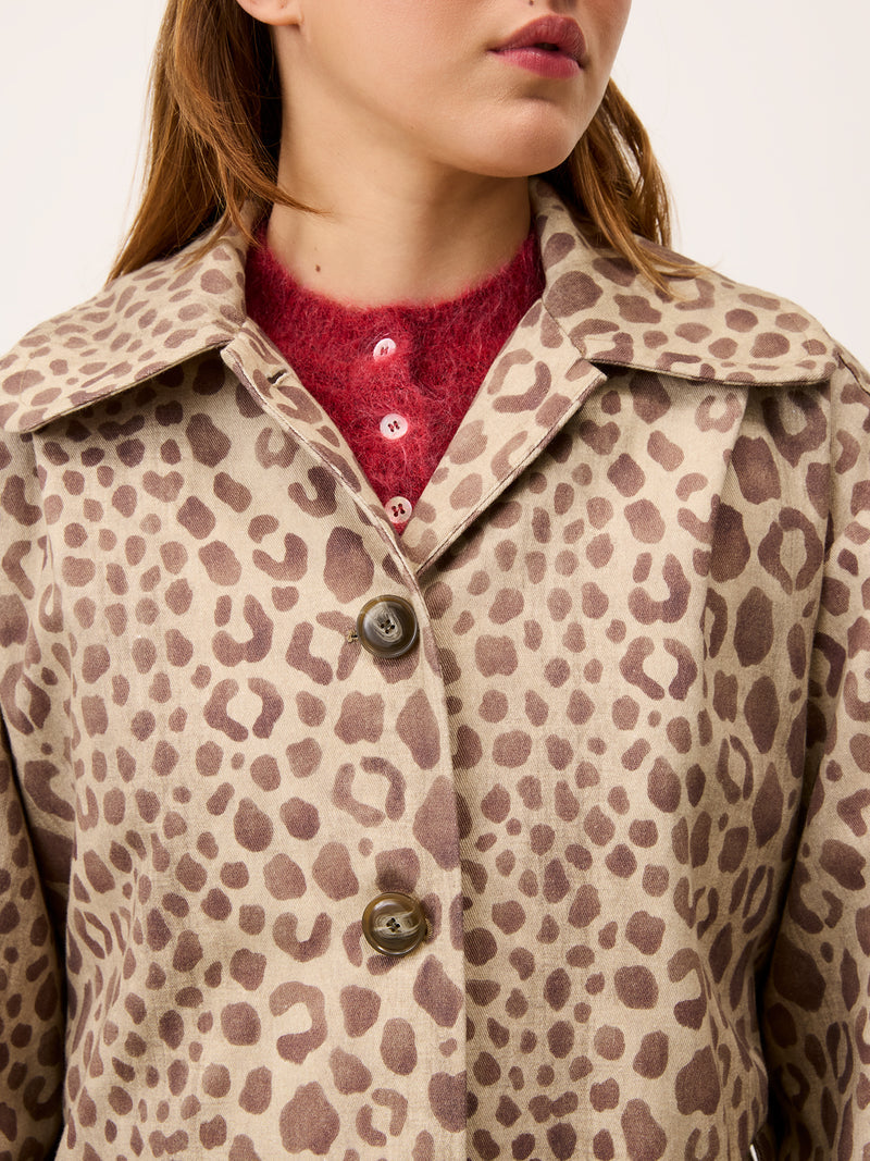 GERARD Savana leopard print oversized trench coat, lifestyle setting by Rouje