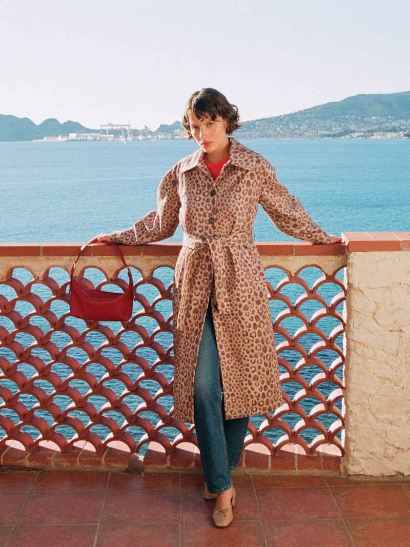 GERARD Savana leopard print oversized trench coat, flat packshot by Rouje