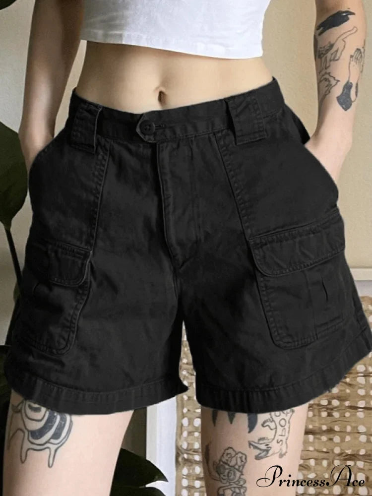 Denim Sleeveless Graceful Turtleneck Top Black / S Shorts
