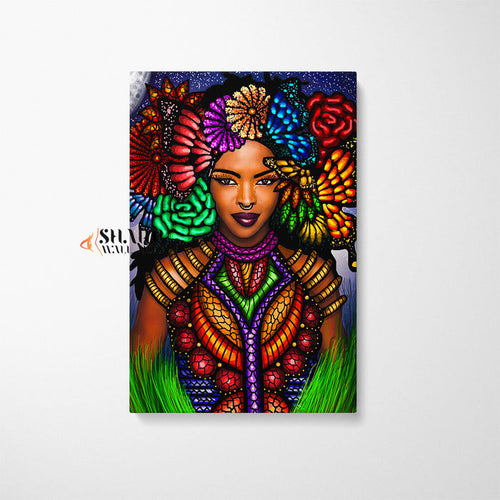 Tribal African American Woman Wall Art Canvas