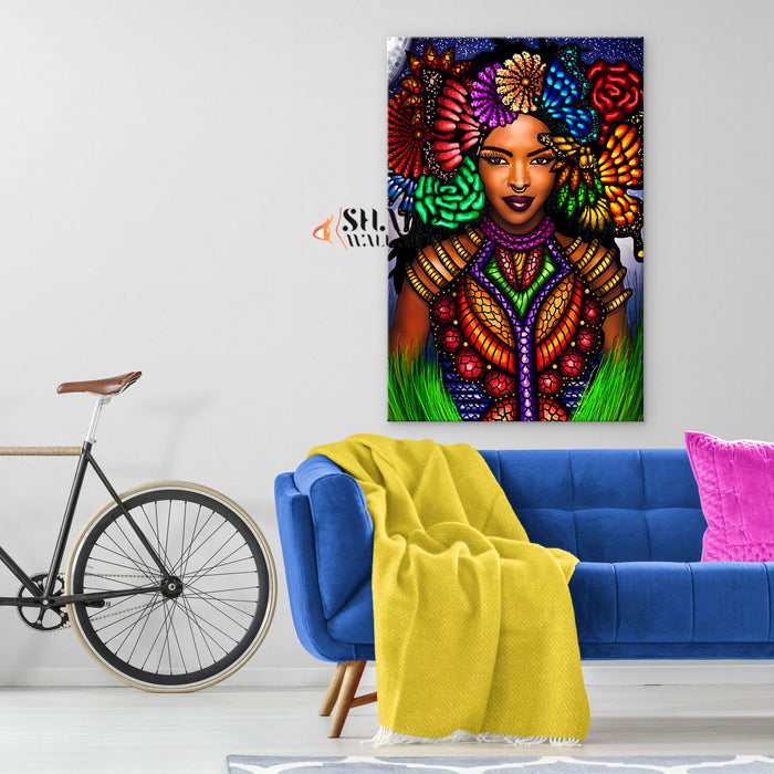 Tribal African American Woman Wall Art Canvas